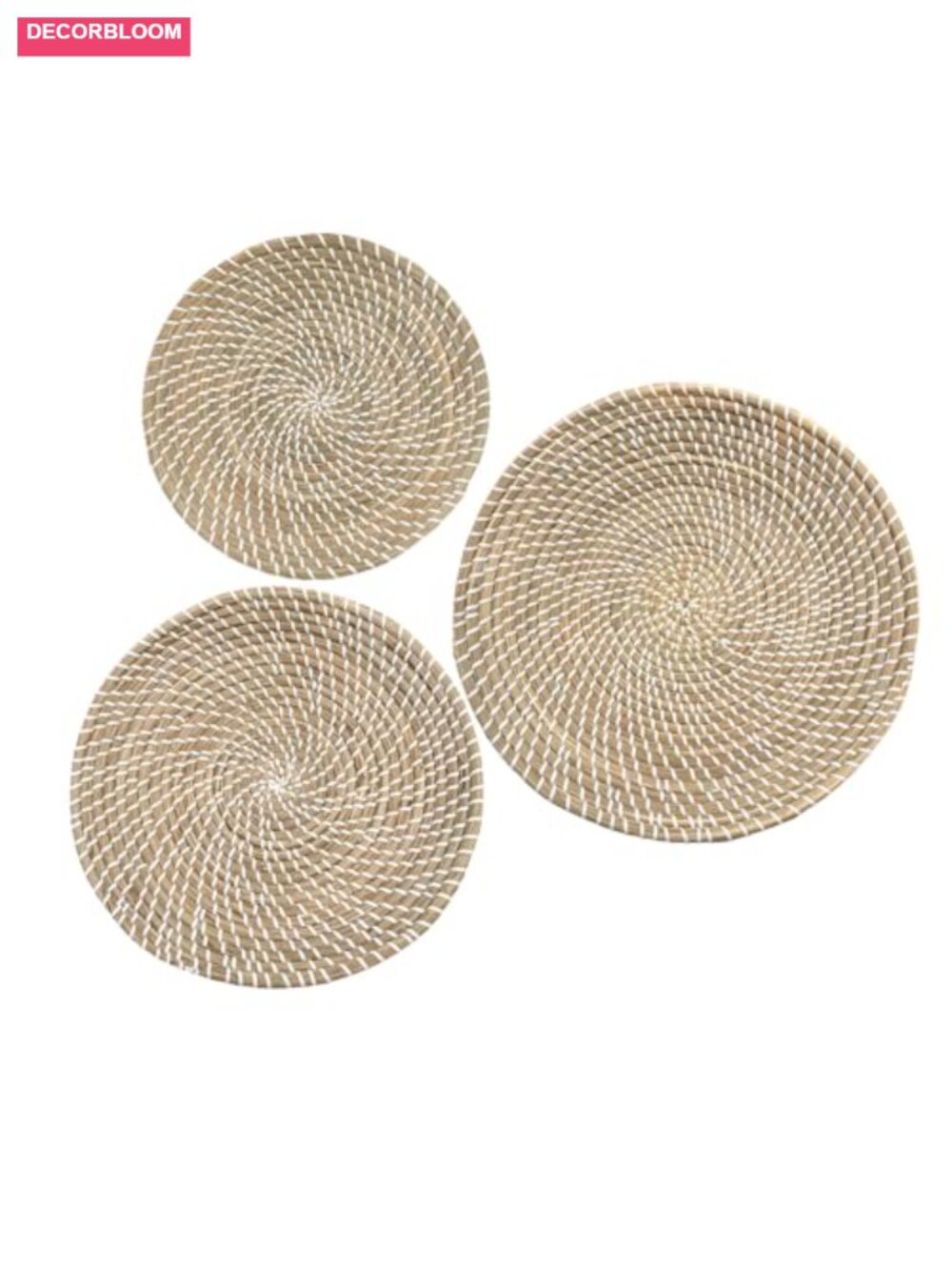 Handwoven Wicker Wall Baskets Set of 3 Natural Boho Decor